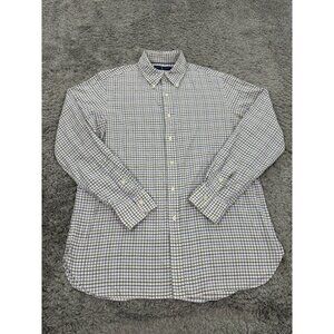 Ralph Lauren Shirt Mens Large White Checkered Classic Fit Preppy Button Down